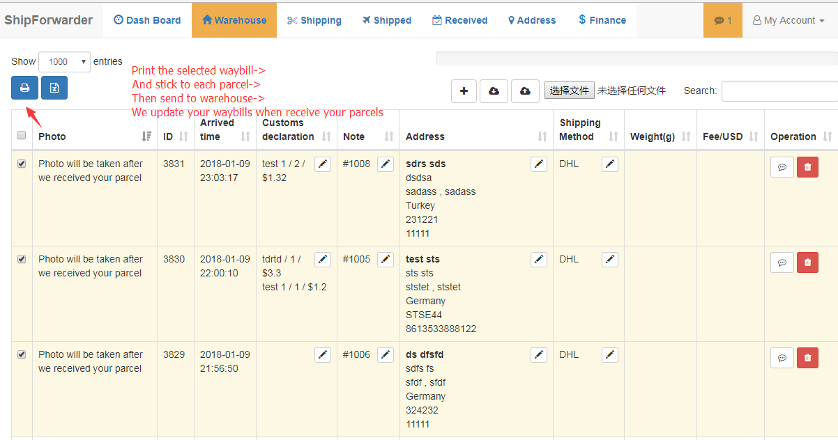 fcreate waybill by excel file